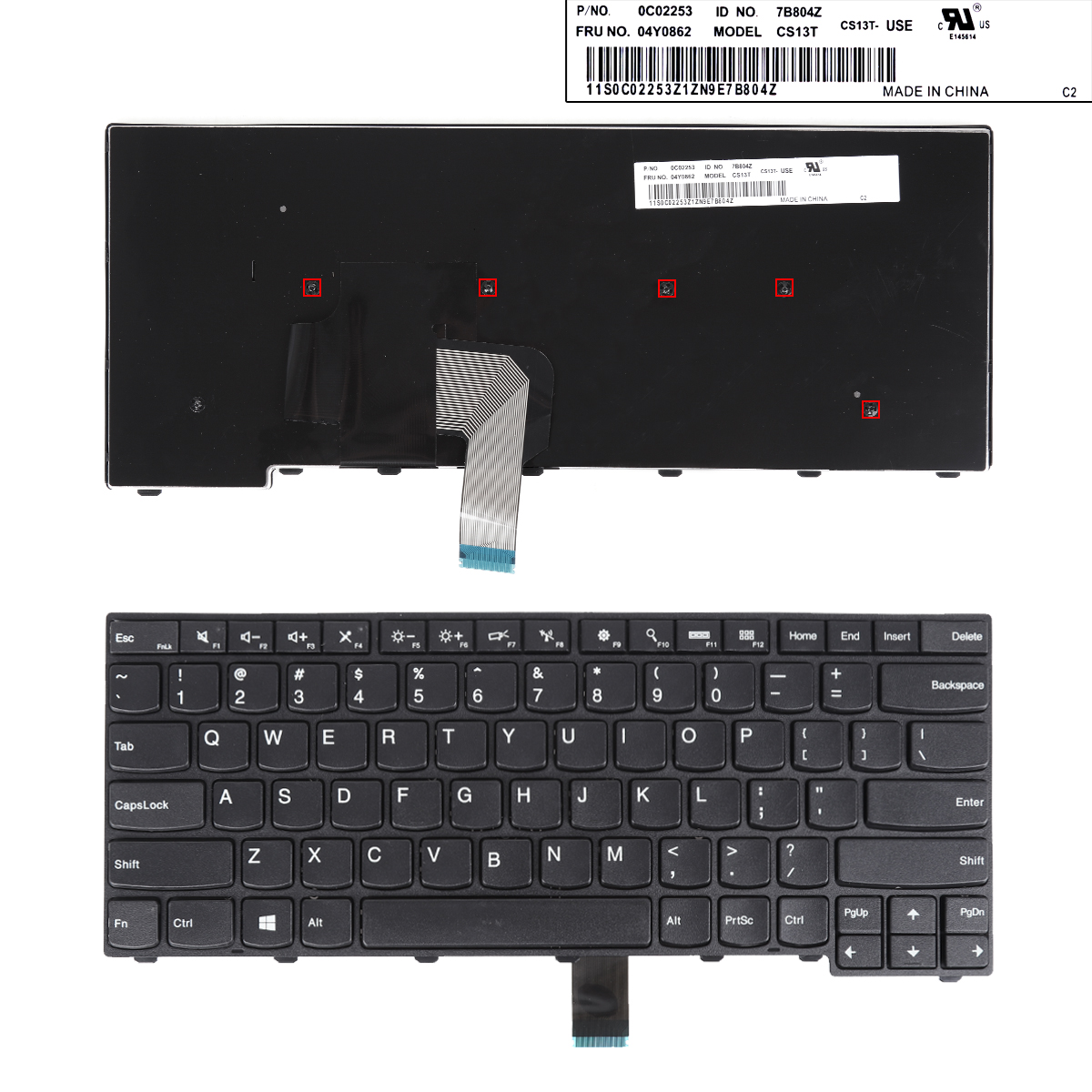 Picture of New Replacement Laptop Keyboard For Thinkpad  T440 T440P T440S T450 T450s T431s E431  BLACK(Without Point stick, OEM ， Win8 ) US Layout